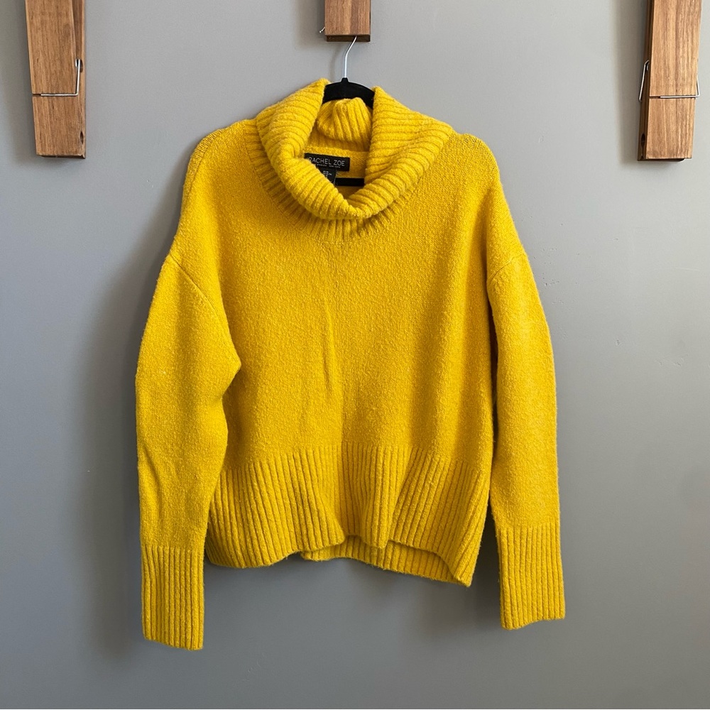 Rachel Zoe Yellow Wool Blend Cowl Neck Sweater Size L